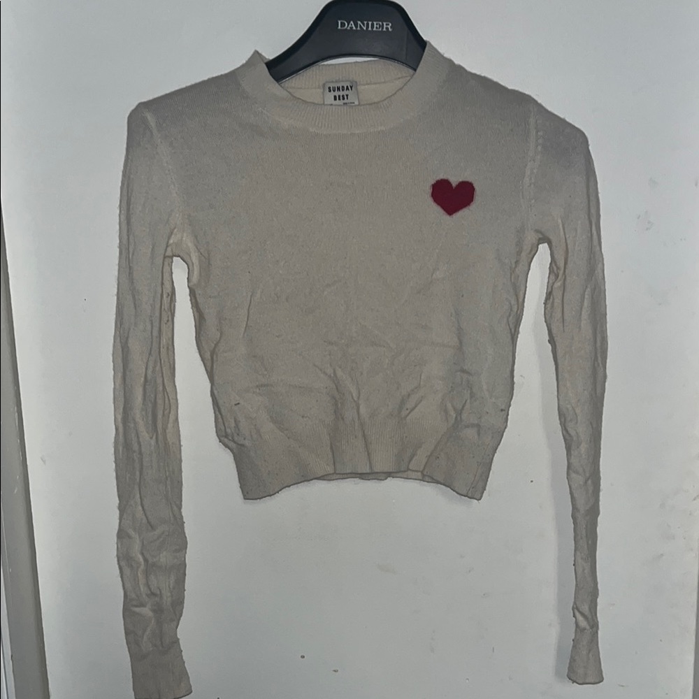 Sunday Best Cream Cropped Fitted Hoodie